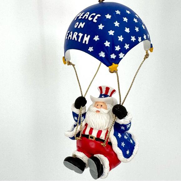 Vintage Lenox Stars and Stripes‎ Santa Ornament Patriotic Peace on Earth 2002 - Picture 3 of 7